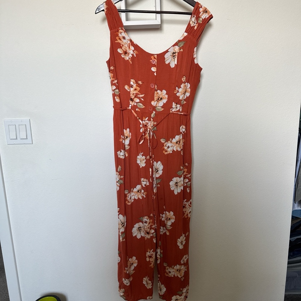 Floral Orange Jumpsuit